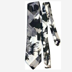 Fling Mens Tie Classic Cut Abstract Pattern Black/Grey/White Polyester 57" L